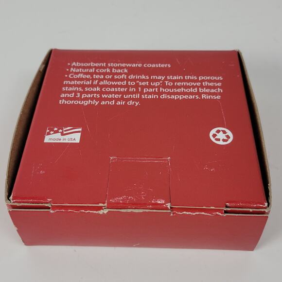 Set of 4 Dewar's Scotch Absorbent Stoneware Cork Back Coasters Made in USA NEW - Picture 2 of 11